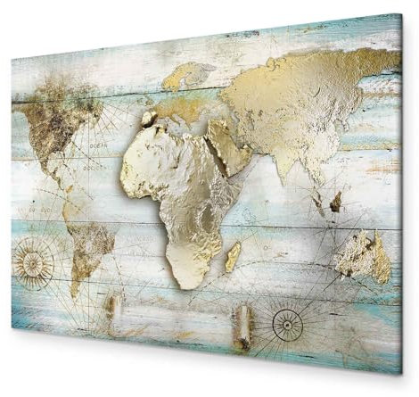 murando - Tableau Acoustique Carte du Monde 90x60 cm 1 Partie - Décoration Isolation Phonique Bureau Chambre Panneau Insonorisant Impression sur Toile - Monde Artistique k-C-0125-b-b