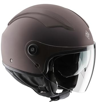 Tucano Urbano casco demi jet unisex EL'TOP. Casco moto in policarbonato, casco scooter all seasons con doppia visiera e copri–aerazione Dynamic Flow. Casco omologato ECE 22.05 bronzo opaco Tg. XL