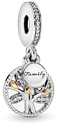 Lkwidi Femme Charms Un arbre généalogique brillant Argent Sterling 925 Pendentif avec Zircon Cubique pour Bracelet