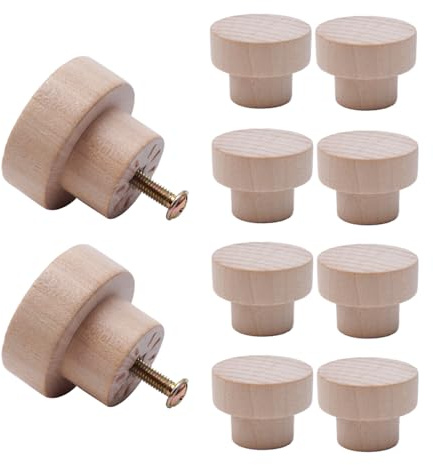 NAKUPENDA 10 Stück Möbelknöpfe Holz Holzknöpfe Möbelgriffe Holz Schrankknöpfe Schubladenknopf Holzknöpfe für Möbel,Schubladen (25x35mm)