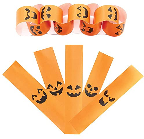 Baker Ross FX255 Kürbis Papierketten Set-200 Papierstücke, Halloween Deko Basteln mit Papier für Kinder