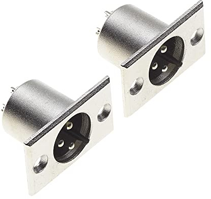 Keple XLR Stecker 3 Pol Chassis - 3 Pin Einbaubuchse mit rechteckiger vernickelter Halterung, Mikrofon-Lautsprecherbuchse - 2 Stück