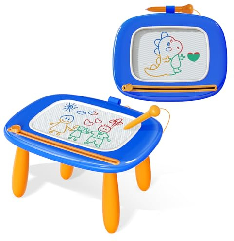 Kikidex Kleinkinder Spielzeug Alter 1-3, Magnetisch Zaubertafel, Mädchen Spielzeug für 1-2 Jahre, Magic Painting Board Lernspielzeug für 1 2 3 Jahre Baby Kinder, Geburtstag Geschenk (Dunkel Blau)