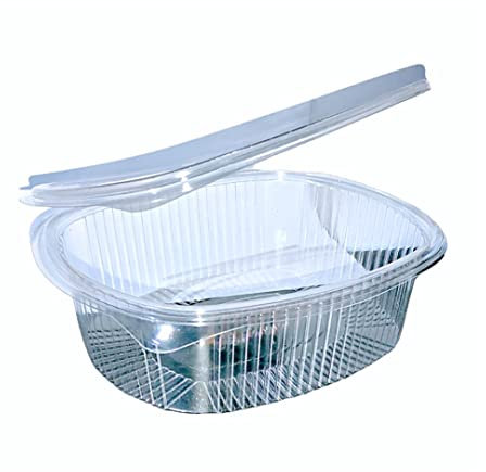 RFD Vaschette Plastica PET per Alimenti 750cc con Coperchio Trasparente Usa e Getta - 25 Pezzi