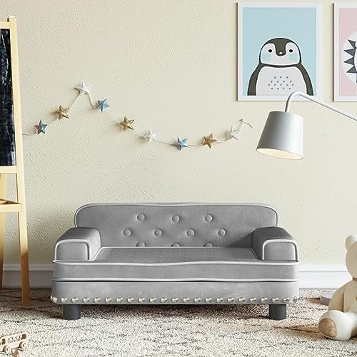 CIADAZ Kindersofa Hellgrau 70x45x30 cm Samt, Mini Sofa, Kindercouch, Couch, Kleine Couch, Kinderzimmer Möbel, Mini Sofa for Kids