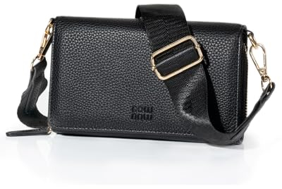 nownow® - Handytasche zum Umhängen Damen - Handy Umhängetasche - Handtasche Teenager Mädchen - Abnehmbarer Schultergurt - Mini Crossbody oder Stylische Clutch! Geldbörse mit Handyfach - Schwarz