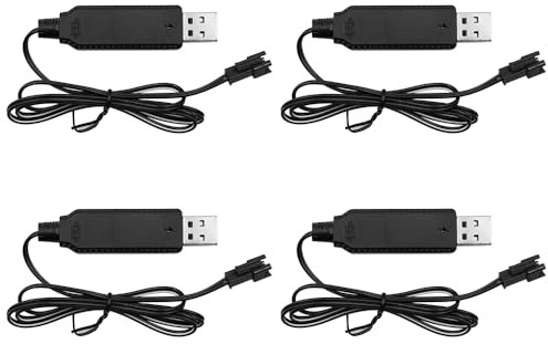 DollaTek 4PCS RC USB Battery Charger 3.7V Lipo Battery Charger with SM-2P Port for RC Car SCX24 Splatter Ball Gun FPV Drone Quadcopter