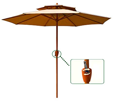 NEWNAN Garten-Sonnenschirm, 2,7 x 2,5 m, Gartenterrasse, Outdoor, Holzmaserung, Sonnenschutz, Schirmdach – Farbe optional