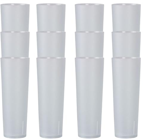 PARENCE.- Lot de 20 Verres Tubes en Plastique Dur Réutilisable - 33cl / Grande Contenance