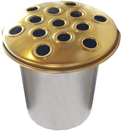 Widdle Gifts Memorial Grave Flower Pot - 12cm tall Sturdy Aluminium Grave Inserts for Headstones - Perfect for Funeral Flowers, Grave Vase (1 x Gold Lid 1530)