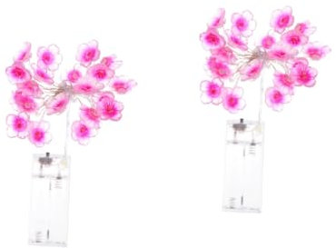 Zerodeko 2 Sätze Saite Blumen-Lichterketten Kirschgirlande Szene-Layout-Lampe Dekor hochzeitsdeko kreative Hoflampe Szenenlayout Licht draussen Garten Licht Rasenlampe Laternenpfahl Plastik