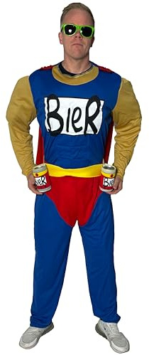 bad taste dieser Style macht geil Superhelden-Kostüm Bier-Mann mit Cape für Herren