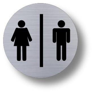 Elegant UnisexToilet Sign - 70mm Circular - Metallic Steel Finish