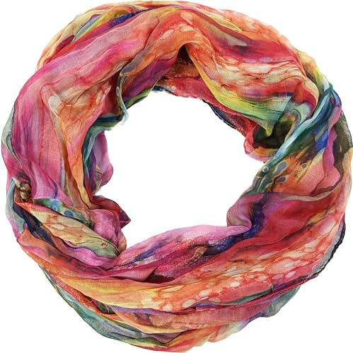 Jeamis Arcobaleno Seta Loop Gradiente Primavera Sciarpa Rotonda Rainbow Strisce Estate Leggero Sciarpa Stola, Colore: rosa., 160 x 48 cm