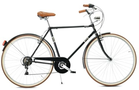 Via Veneto Bazam - Condorino Man Herrenfahrrad 28 Zoll, 6-Gang-Schaltung, Größe 50, Schwarz Kaffeepulver (matt), Retro Vintage Citybike aus Stahl | VV601M