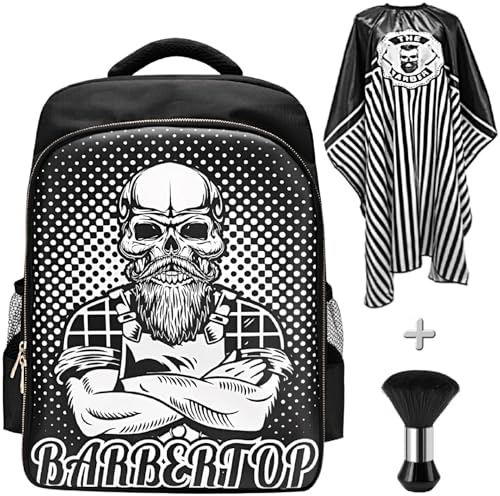Barber Supplies Clippers Backpack for Hairdresser, with Barber Cape & Barber Brush, Large Travel Bag Zipper, Water Proof Barber Accessories of Professional Hair Cutting Tools Backpack