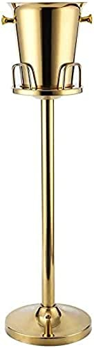 Ice Bucket With Stand 5L Stainless Steel Wine Chiller Container With Carrying Handle For Home Bar Chilling Beer Champagne Party Cooler Standing Outdoor Gold