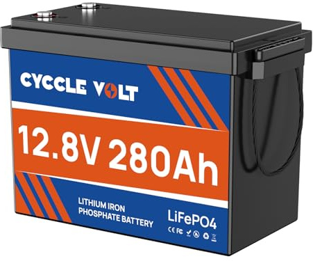 CYCCLEVOLT LiFePO4 280Ah 12V Batterie Mini, Lithium Batterie 12V 280Ah mit 200A BMS, 3840Wh, 8000+ Tiefzyklen, Lithium-Eisenphosphat-Batterie, ideal für Off-Grid Systeme, Wohnmobile,Solaranlagen,Boote