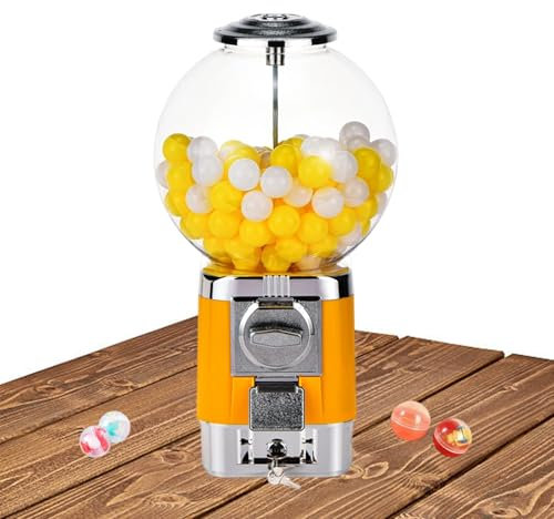 pealiritansemen Vending Machine, Mini Capsule Toy Vending Candy Gumball Machine, Large Load Capacity Gumball Bank, Coin Operated Vending, For 3.2-3.5 Cm Spherical Capsule Snacks,Yellow
