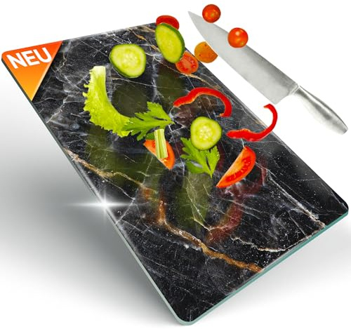 Decovetro® Schneidebrett Glas | 40 x 30 cm | Glass Cutting Board | Hygienisches und robustes Glasschneidebrett für die Küche | Kratzfest, hitzebeständig Schneidebrett ohne Plastik | Leicht zu reinigen