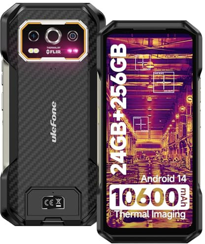 Ulefone Armor 27T Rugged Smartphone Thermal Imaging, 24GB+256GB Android 14 50MP+64MP Night Vision 10600mAh/33W 6.78 FHD+ 120Hz IP68/69K Waterproof Dual SIM 4G Phones 3-Card Slot NFC