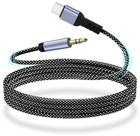 YISH Cavo Aux USB C 1M：Cavo USB C a 3.5mm Aux Jack, Cavo Jack USB C Audio Cavo Nylon Compatibile con iPhone 16 Pro Max/15 Pro Max Plus Samsung Galaxy S24/S23/S22 Ultra Pixel iPad Pro Audio per Auto