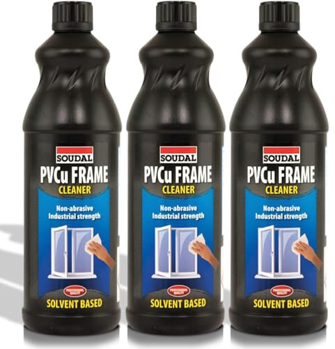 3x SOUDAL SOLVENT CLEANER FRAME PVCU PVC PLASTIC 1 LITRE 113621