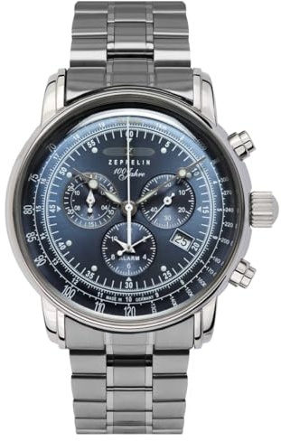 Zeppelin 7680MB-3 Herrenuhr 100 Jahre Edelstahl silberfarben blau Made in Germany