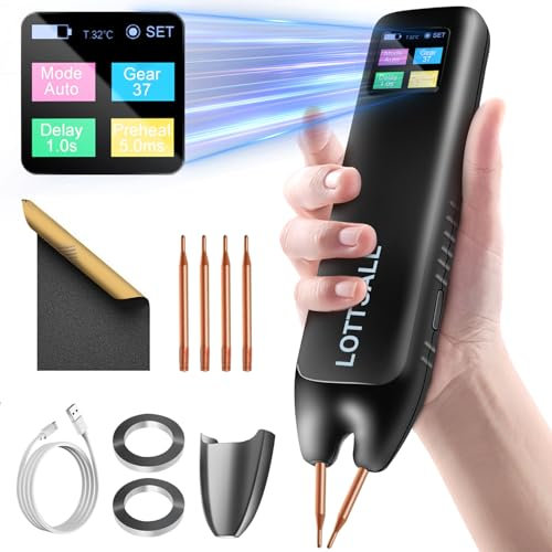 Saldatrice a punti con batteria, saldatrice a punti manuale con modalità automatiche e manuali, 99 velocità regolabili per batterie fai da te, indicatore LED