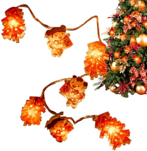 Salyeeluly Red Chinese Lantern String Lights - Fairy String Lights Outdoor,Fairy String Lights Outdoor, Chinese LED Lanterns String Lamps, Decorative Festive String Lights for New Year