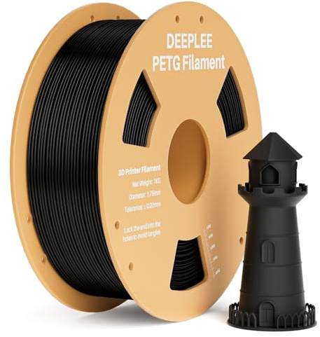 DEEPLEE PETG Filament Black 1KG, 3D Printer Filament Good Impact Resistance, Filament 3D Printing Materials Fit for Most FDM 3D Printers