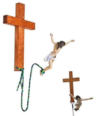 Vgvgaj Figur von Jesus Christus, der springt, Handwerksstatuen aus Harz Jesu, Skulptur Jesus, der mit der religiösen Dekoration von springendem Jesus springt, Statue des Jesus-Kreuzes