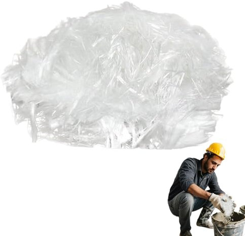 Fibra de vidrio para hormigón - Refuerzo de 6 mm para cemento y mortero - Resistente a grietas y filtraciones - 2.2 lbs - Color blanco