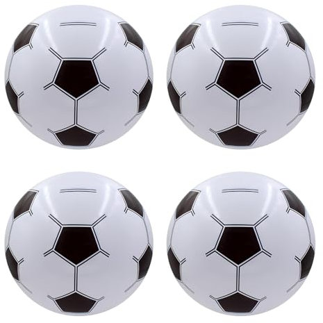 Inflatable Beach Football 15inch 4Pcs for Adult Kids Sports Game Party Birthday Gifts Blow Up Black and White Soccer Ball Soft Thicken Leakproof PVC for Swimming Pool Water Park Plays Summer Supplies