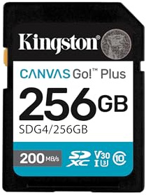 Kingston Canvas Go Plus SDXC Speicherkarte Gen4 200MB/s C10 UHS-I U3 V30 256GB-SDG4/256GB