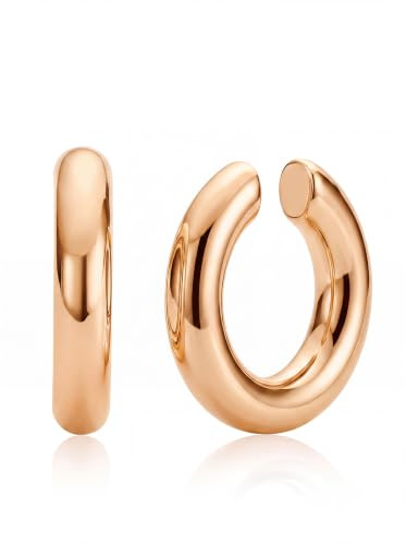 MUMREUES Ohrringe Rosegold Clip Rosegold Ear Cuff Statement Ohrringe Damen Hoop Hypoallergen Wasserfest Minimalist Schmuck Geschenke