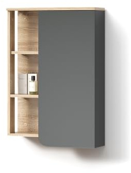 Livinity Badschrank Marano, Anthrazit, 50 x 75 cm | mit Tür und offenen Fächern
