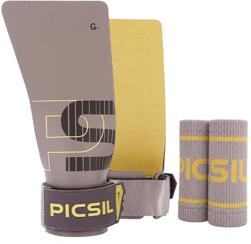 PICSIL Falcon Grips – Fibre de Carbone, Usage avec Magnésie | Double couche fibre de carbone pour adhérence optimale avec magnésie. Inclut 2 bandeaux poignets et sac de transport léger.