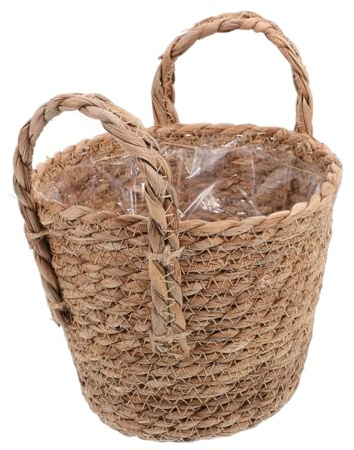 Yardenfun Geflochtener Pflanzkorb Aus Seegras Weidenstroh Blumentopf Rattan-aufbewahrungskorb Pflanzenbehälter Natürlicher Blumentopf Vintage-heimdekor Für Sukkulenten Und Innen-