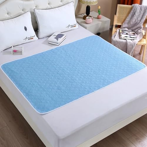 Odot Traverse Letto Riutilizzabili, Tinta Unita Traverse Letto Trapuntato Incontinenza Impermeabile Tappetino Assorbente Anziani Materassino per Incontinenza Traspirante (Azzurro cielo,200x230cm)
