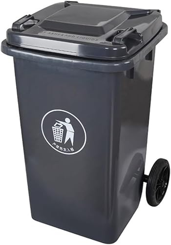 UCKYSU Contenedor Basura Grande Ruedas Residencial Resistente Ruedas Sólidas Tapa For Porche Patio Terraza(Gray,240L)