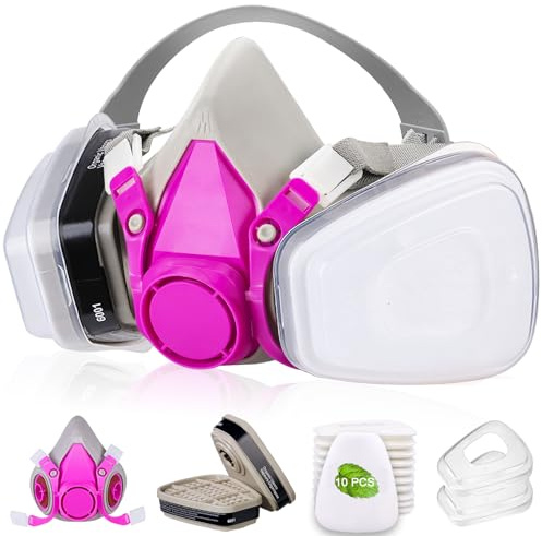 LJJYIJUN Respirator Mask with Filters - Spraying Mask, Face Mask for Resin, Paint, Chemical, Woodworking