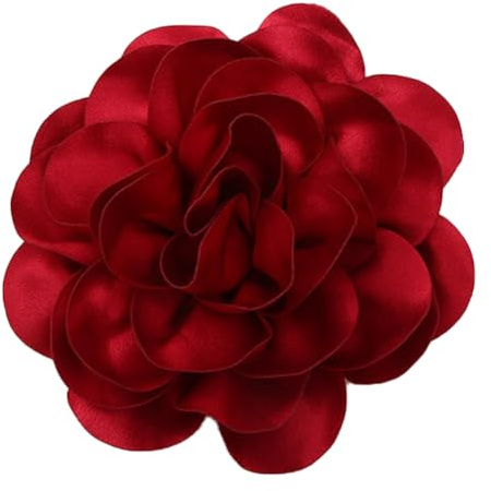 YANGSHINE Große Rosen-Brosche, elegante Blumen-Haarspange, zierliche Satin-Stoffrose, Haarspange für Damen, Hochzeit/Kleidung