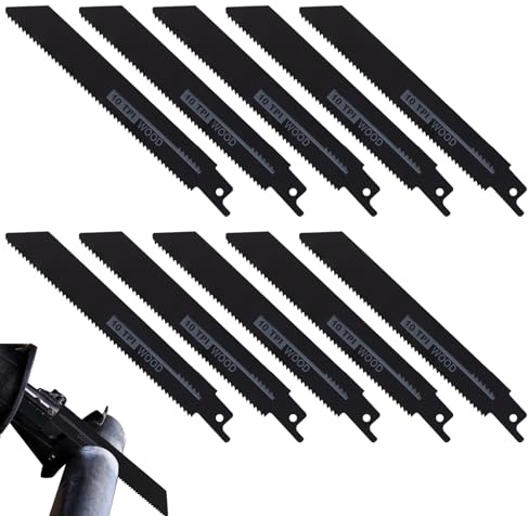 10pcs 150mm Reciprocating Saw Blades 10TPI Sabre Saw Blades for Metal Pipe Fast-Cut Sabre Blade Wide Compatibility Metals Saws Blade Universal Cutting Reciprocating Saws Accessories for Tree Prunin
