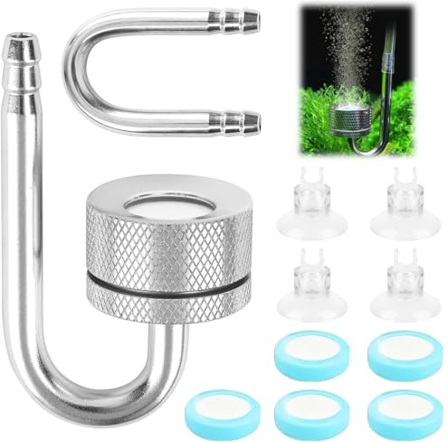 CO2-diffusor akvarium med sug choklad och U-rör, akvariumspruta i aluminiumlegering, koldioxid diffusor glasrör för sötvatten växter akvarium, tillbehör