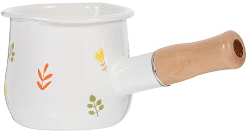 ULDIGI Olla Esmaltada Antiadherente de Color Blanco con Asa Ergonómica, Mini Cacerola para Leche y Alimentos de, Utensilio de Cocina Multifunción Adecuado para Uso Doméstico