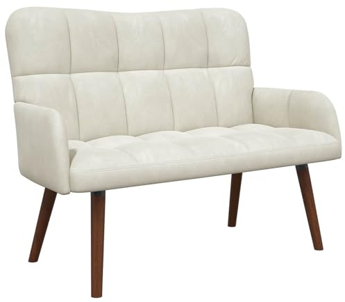 HETFTJN Cream Velvet Loveseat Sofa with Wooden Legs