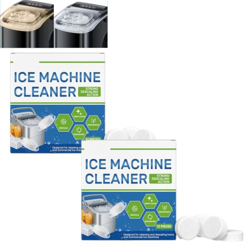 Tablettes nettoyage machine glaçons, agent détartrage machine glaçons, désodorisant machines glaçonss, puissant élimine efficacement dépôts calcaire minéraux, convient toutes machines à glaçons (2PCS)