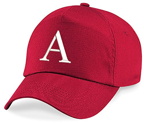 4sold barnbroderi bomull sommar solhatt barn skola barn hatt sport alfabet A-Z pojke justerbar basebollkeps röd, a, one size