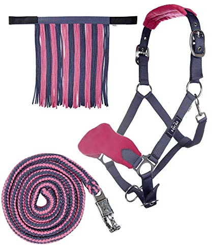 HKM 10734 Halfterset, Halfter Fliegenfransen Strick 180cm Panikhaken, Pony VB WB